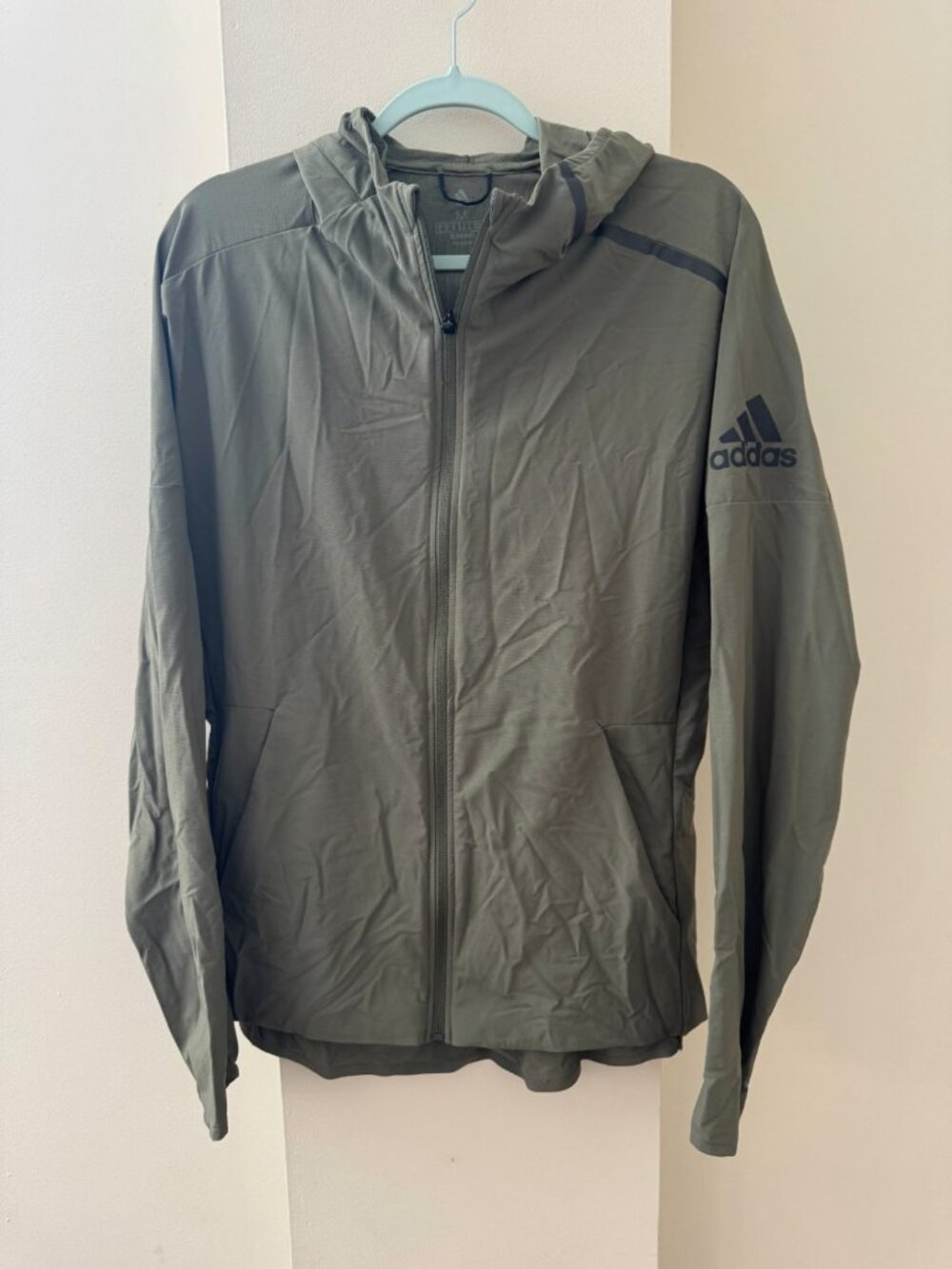 Adidas Running Full Zip Hooded Jacket Men's Medium Olive Green